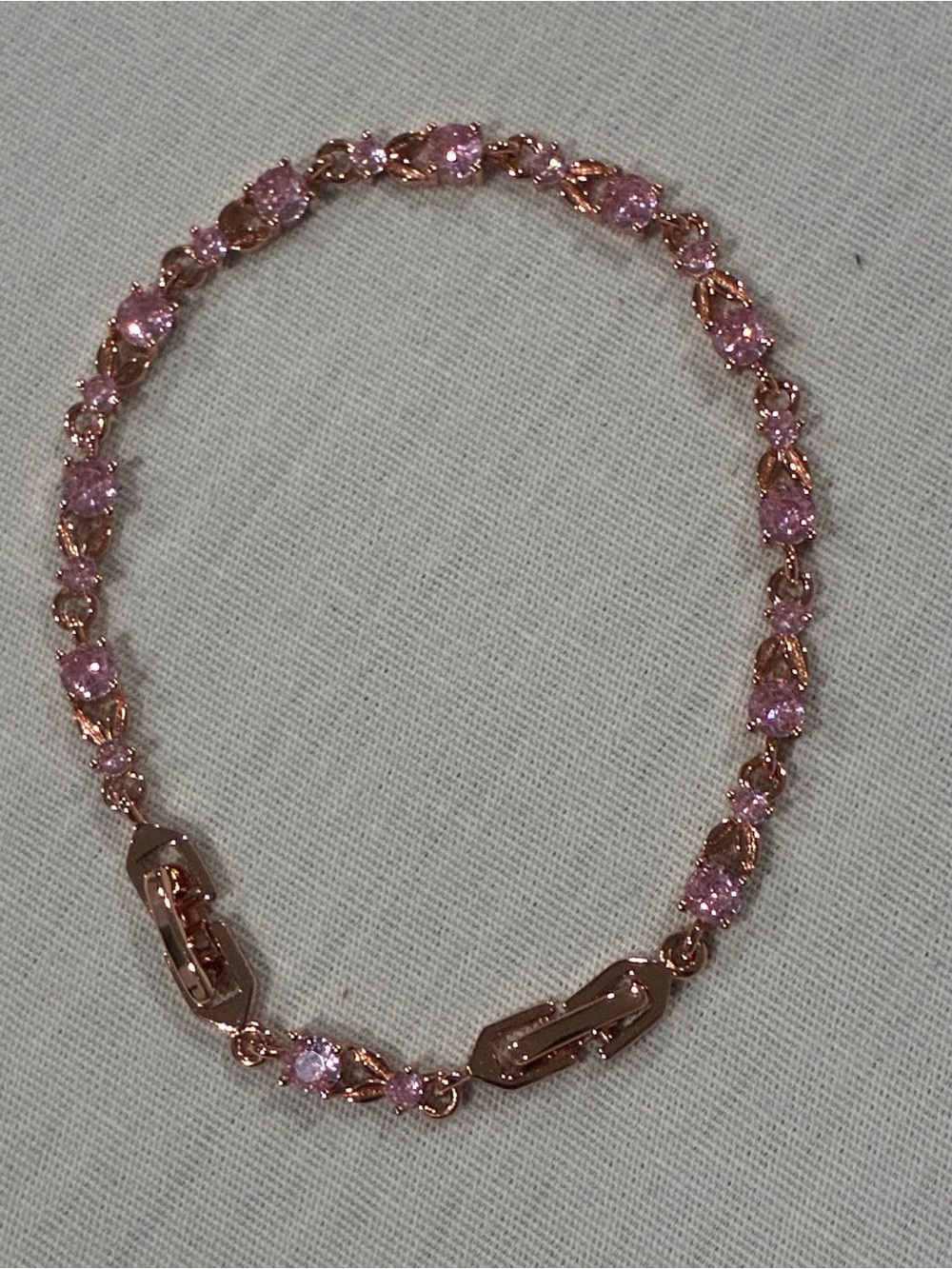 Rose Gold Pink Crystal Tennis Bracelet - Women Jewelry